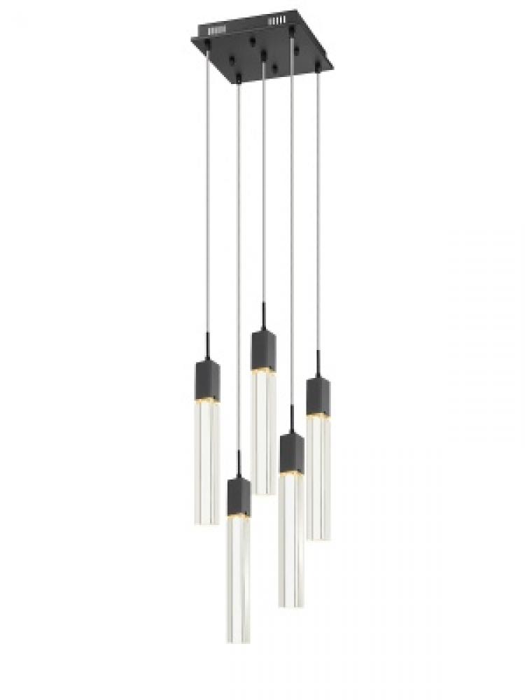 The Original Glacier Avenue Collection Chrome 5 Light Pendant Fixture With Clear Crystal