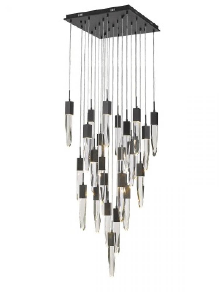 The Original Aspen Collection Black 25 Light Pendant Fixture With Clear Crystal