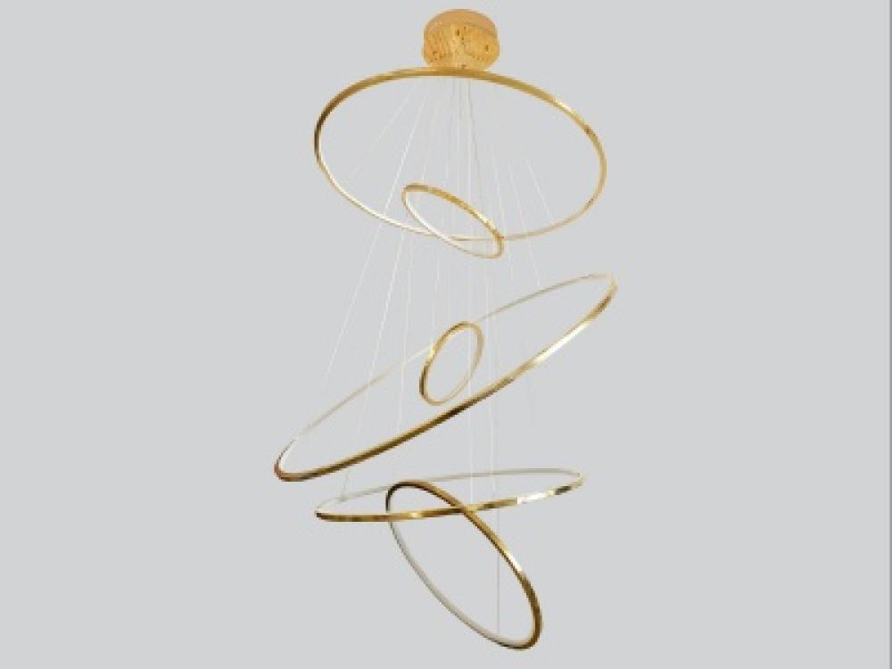 Aria 48" LED  6-Ring Multi Pendant in Polished Brass