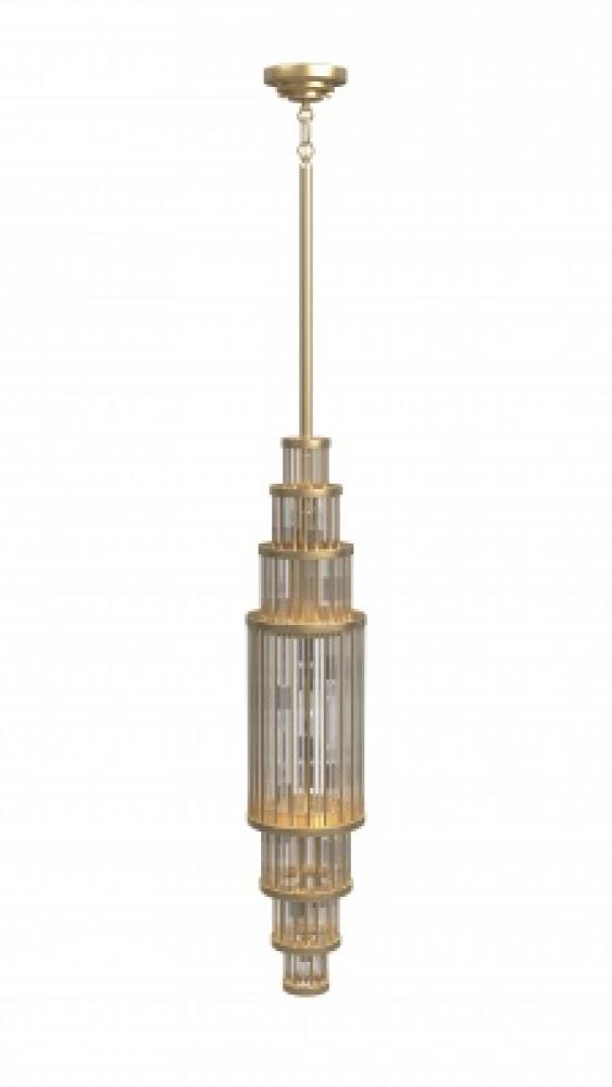 Waldorf 38" Pendant in Aged Brass with Glass Rod Accents