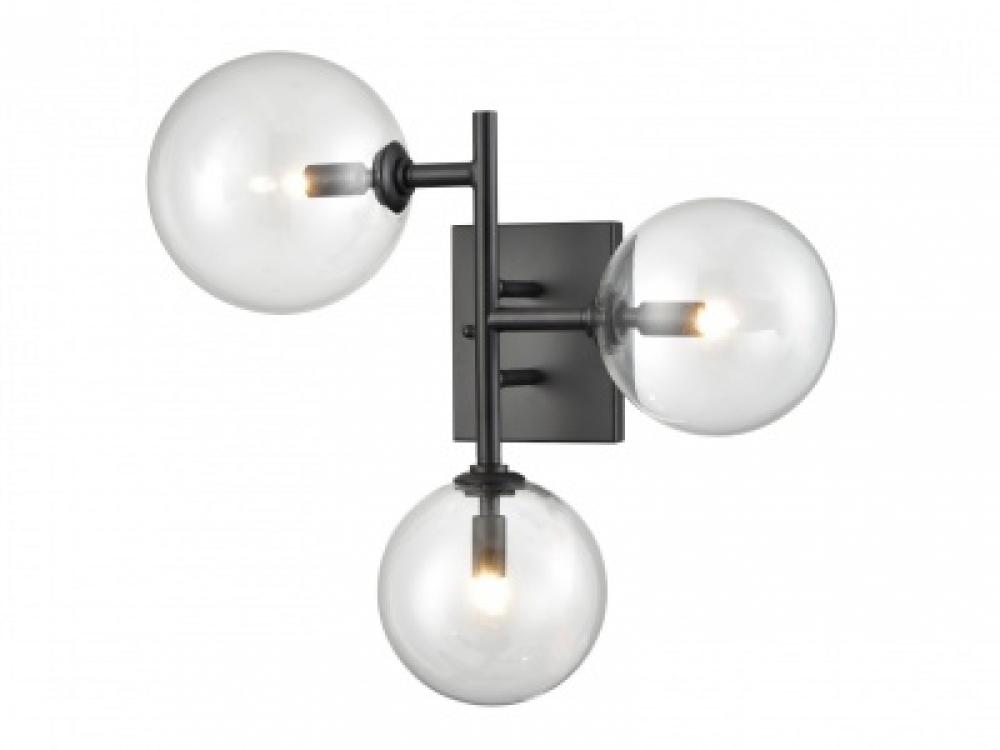 Delilah 18" Wall Sconce in Black with Clear Glass