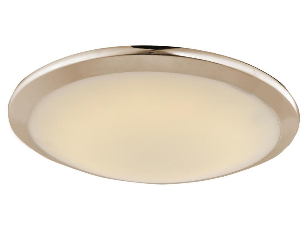 Cermack St. 15" Round Flush Mount in Brushed Nickel with Frosted Glass
