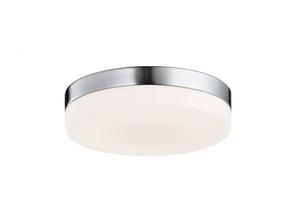 Cermack St. 6" Round Flush Mount in Brushed Nickel with White Glass