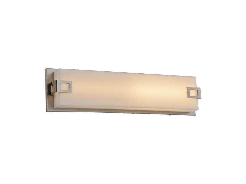 Cermack St. 18"  LED Resctangular  Vanity Bath Bar in Brushed Nickel with Frosted Glass Panel