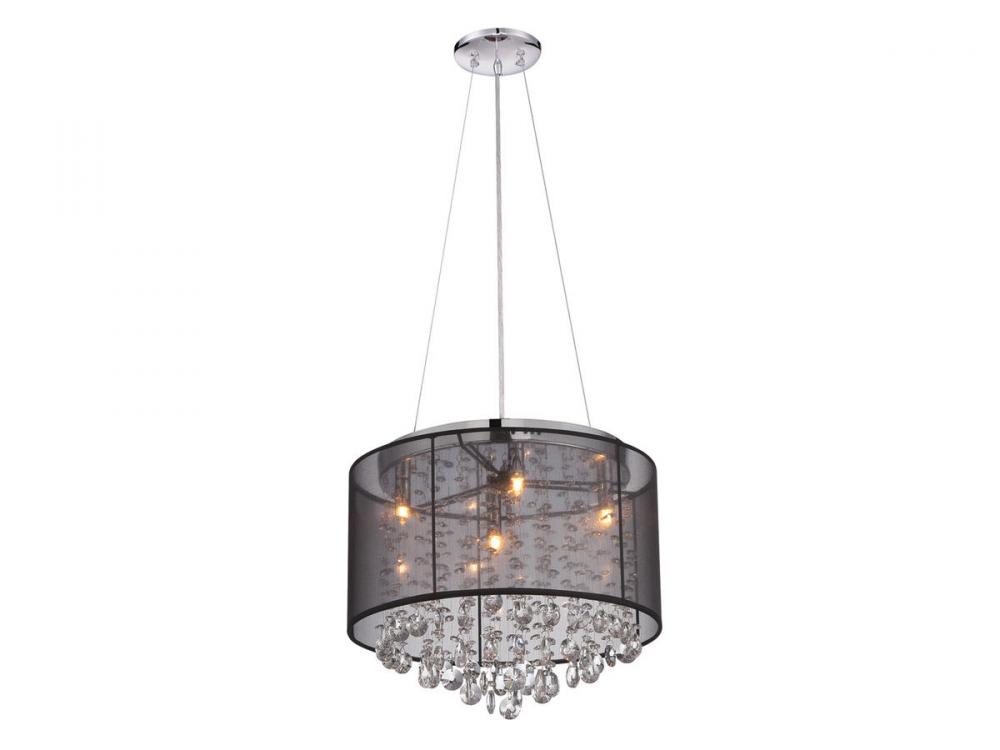 Beverly Dr. 17" Round Chandelier with Black Silk String Shade