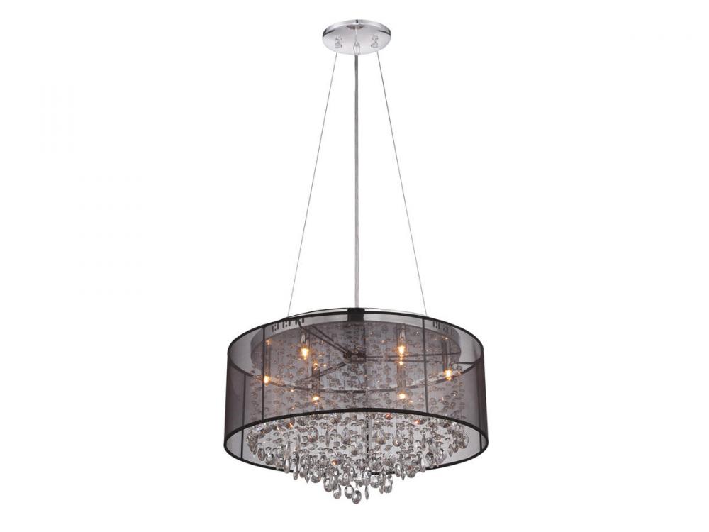 Beverly Dr. 24" Round Chandelier with Black Silk String Shade