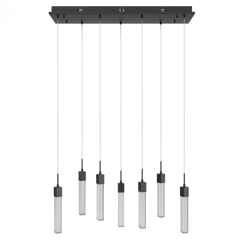 Boa  7 Light Multi Pendant in Black with Studded Glass