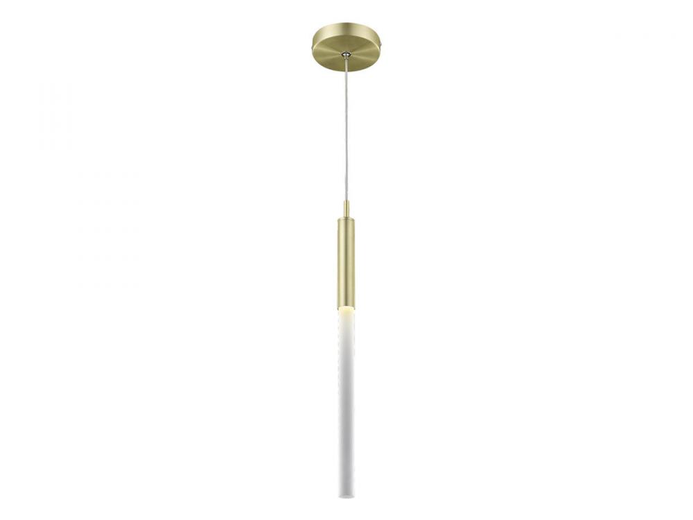 Main Street  1 Light  Frosted Glass Pendant in Brushed Brass
