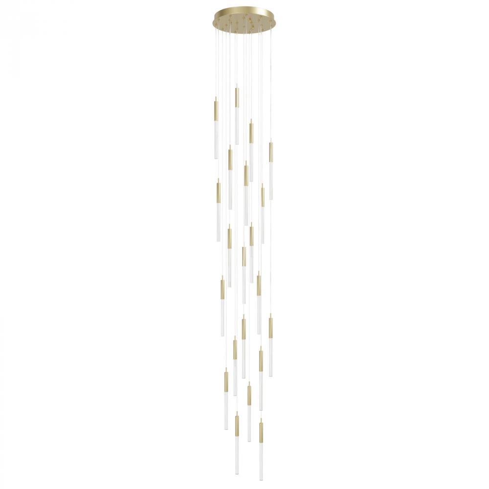 Main Street  21 Light Snow Acyrlic Multi Pendant in Brushed Brass