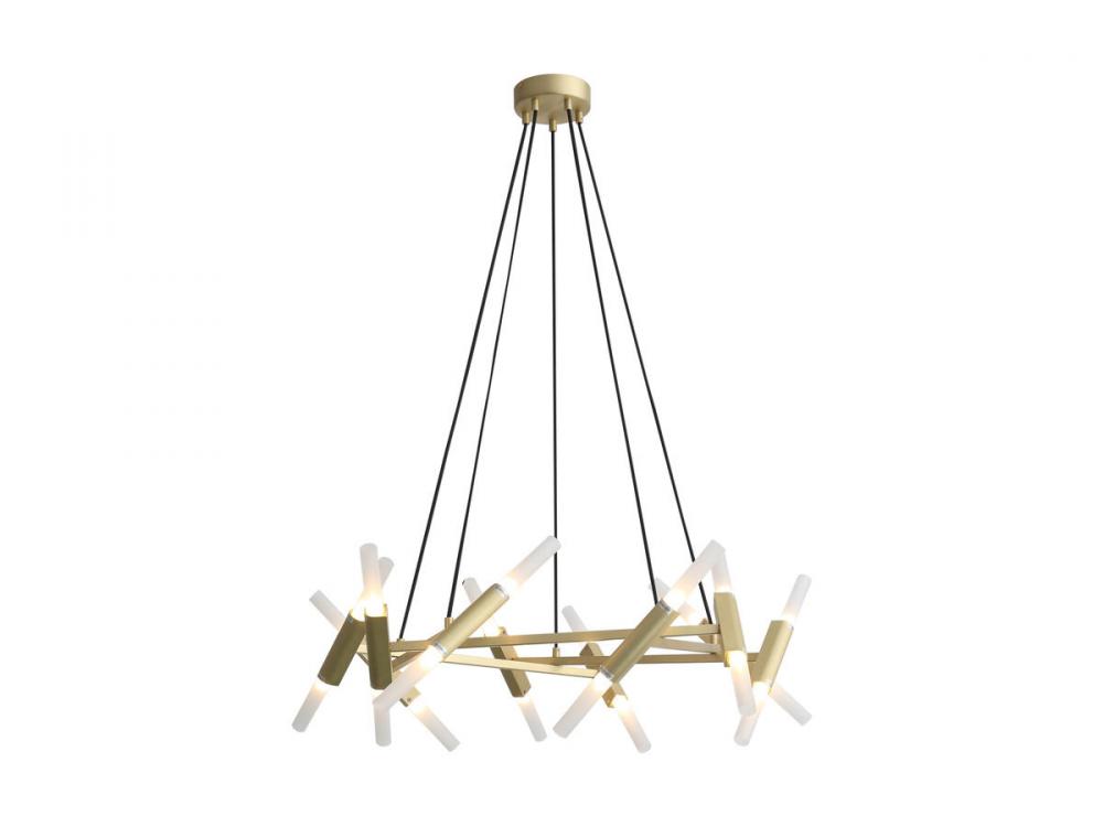 Manhattan Ave. 36" Square Chandelier in Brushed Brass