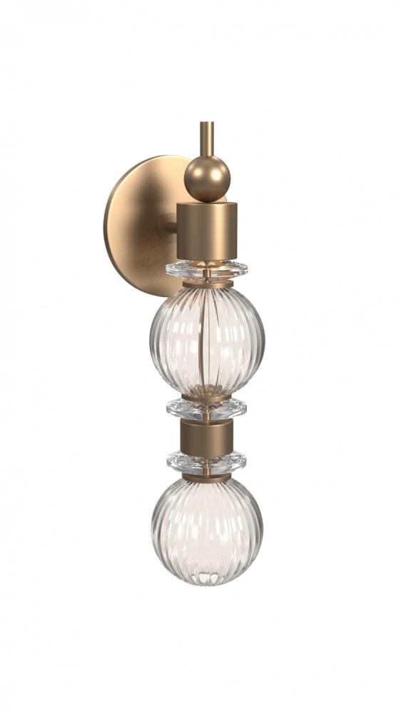 Avra 18" LED Wall Sconce in Aged Brass with Clear Glass Accent
