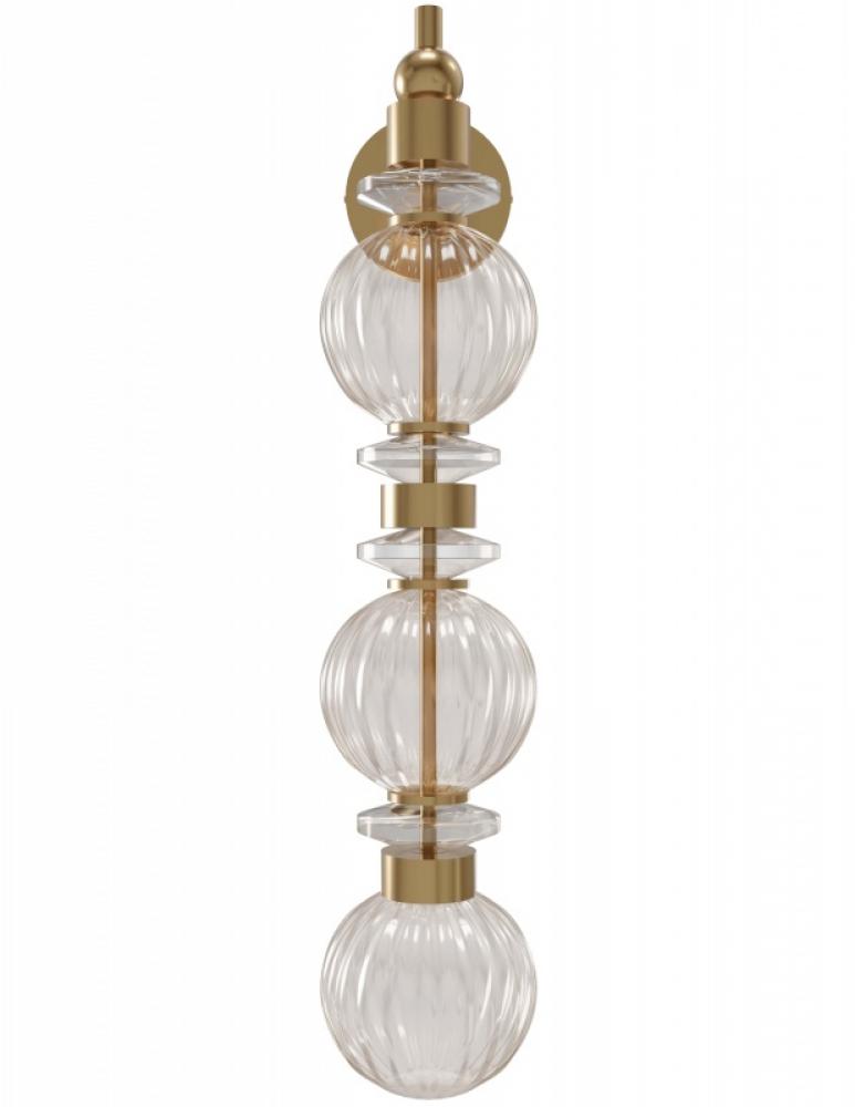 Avra 27" LED Wall Sconce in Aged Brass with Clear Glass Accent