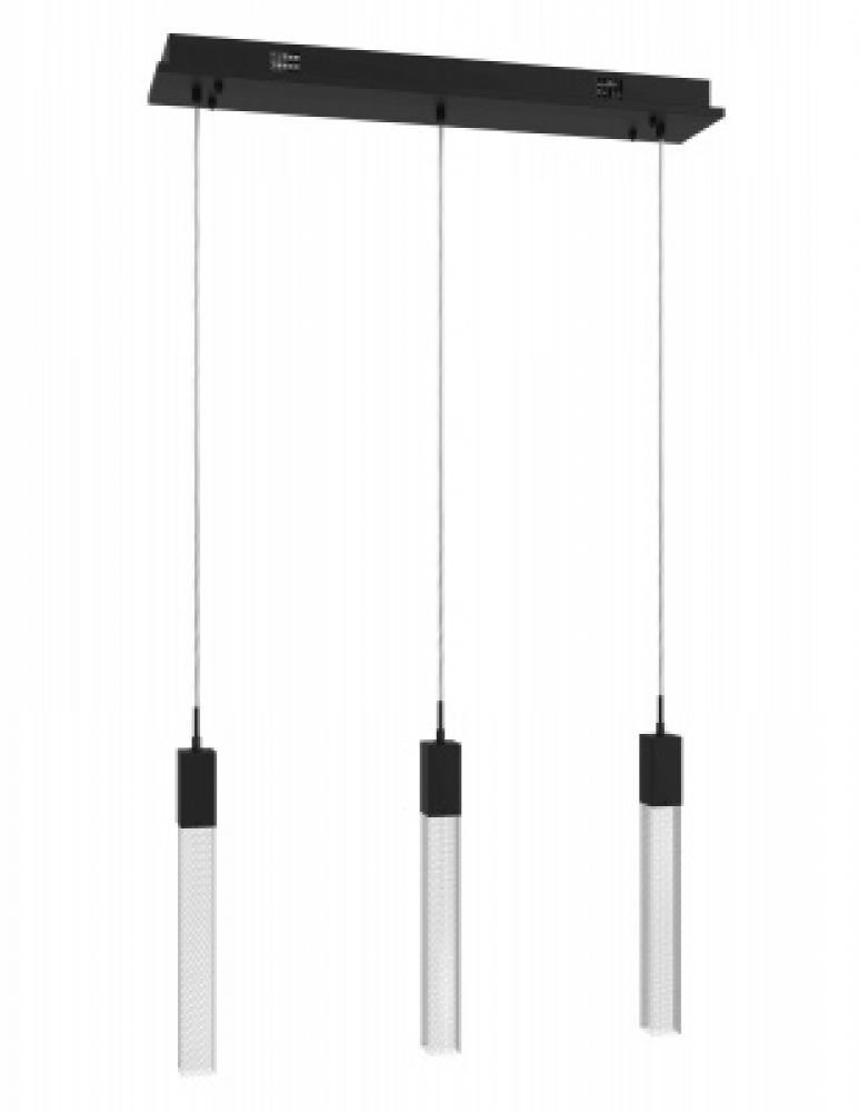 The Original Glacier Collection 3 Light Linear Multi Pendant in Brushed Brass with Snow Crystal