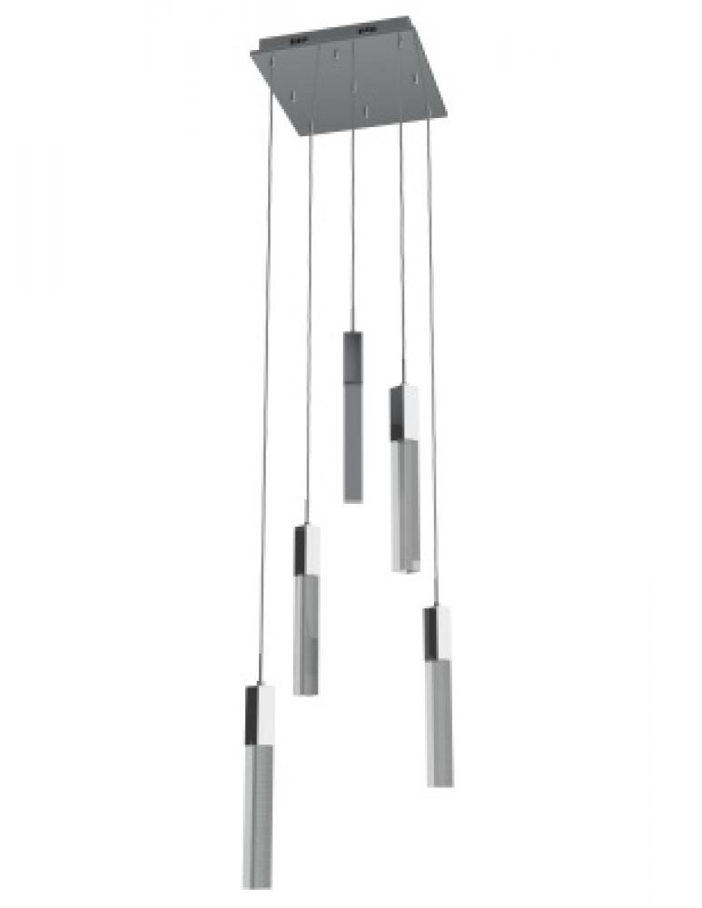 The Original Glacier Collection 5 Light Multi Pendant in Polished Chrome with Snow Crystal