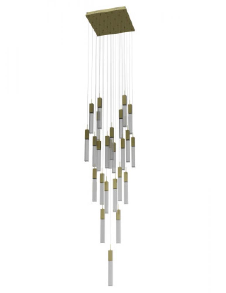 The Original Glacier Collection 25 Light Multi Pendant in Brushed Brass with Snow Crystal