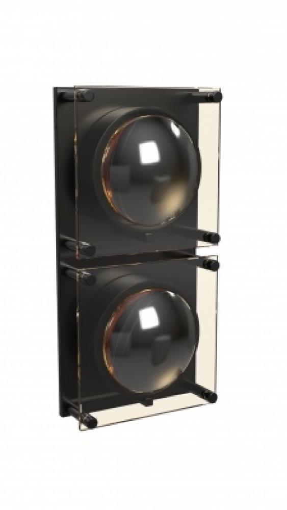 Peninisula  17" Wall Sconce in Matte Black with Amber Glass Lens
