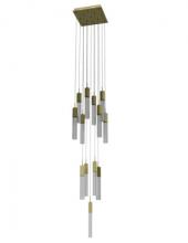 Avenue Lighting HF1905-13-GL-BB-SNW - The Original Glacier Collection 13 Light Multi Pendant in Brushed Brass with Snow Crystal