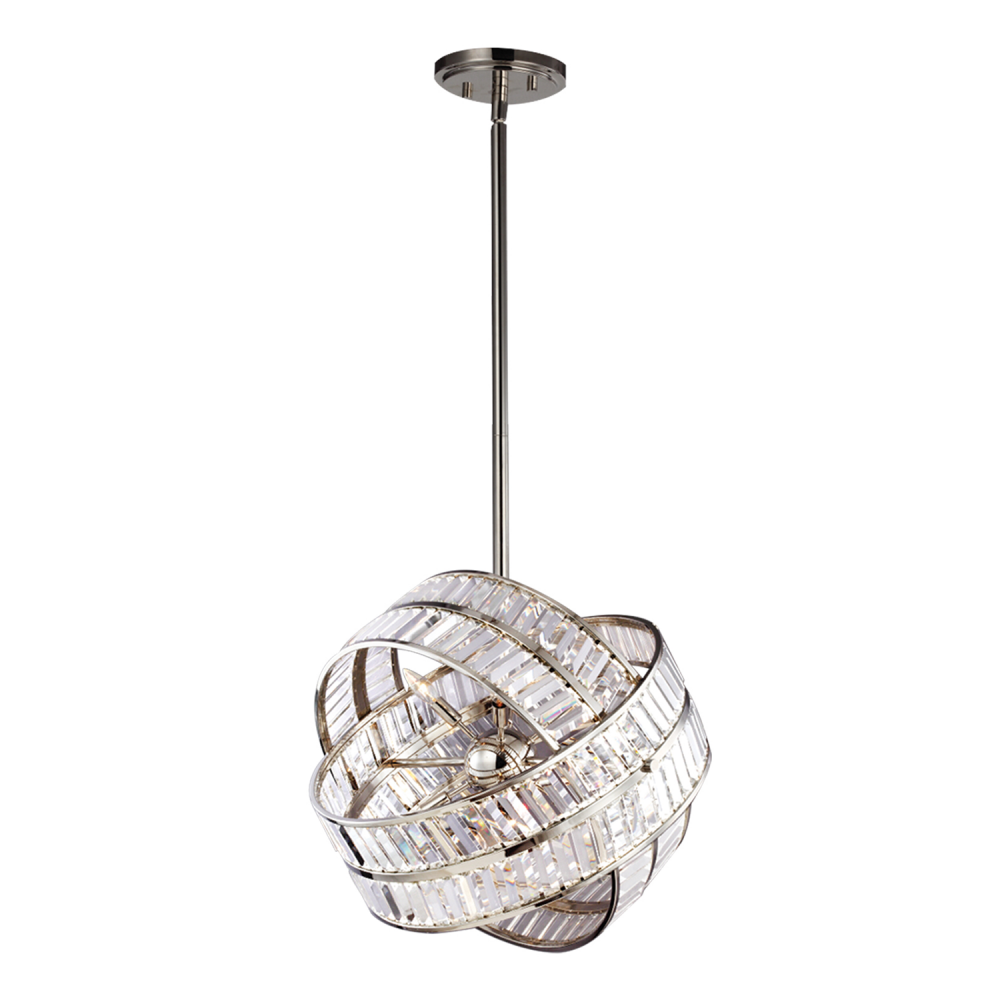 Una 22" 8-Light, Orbital Crystal Chandelier in Polished Nickel