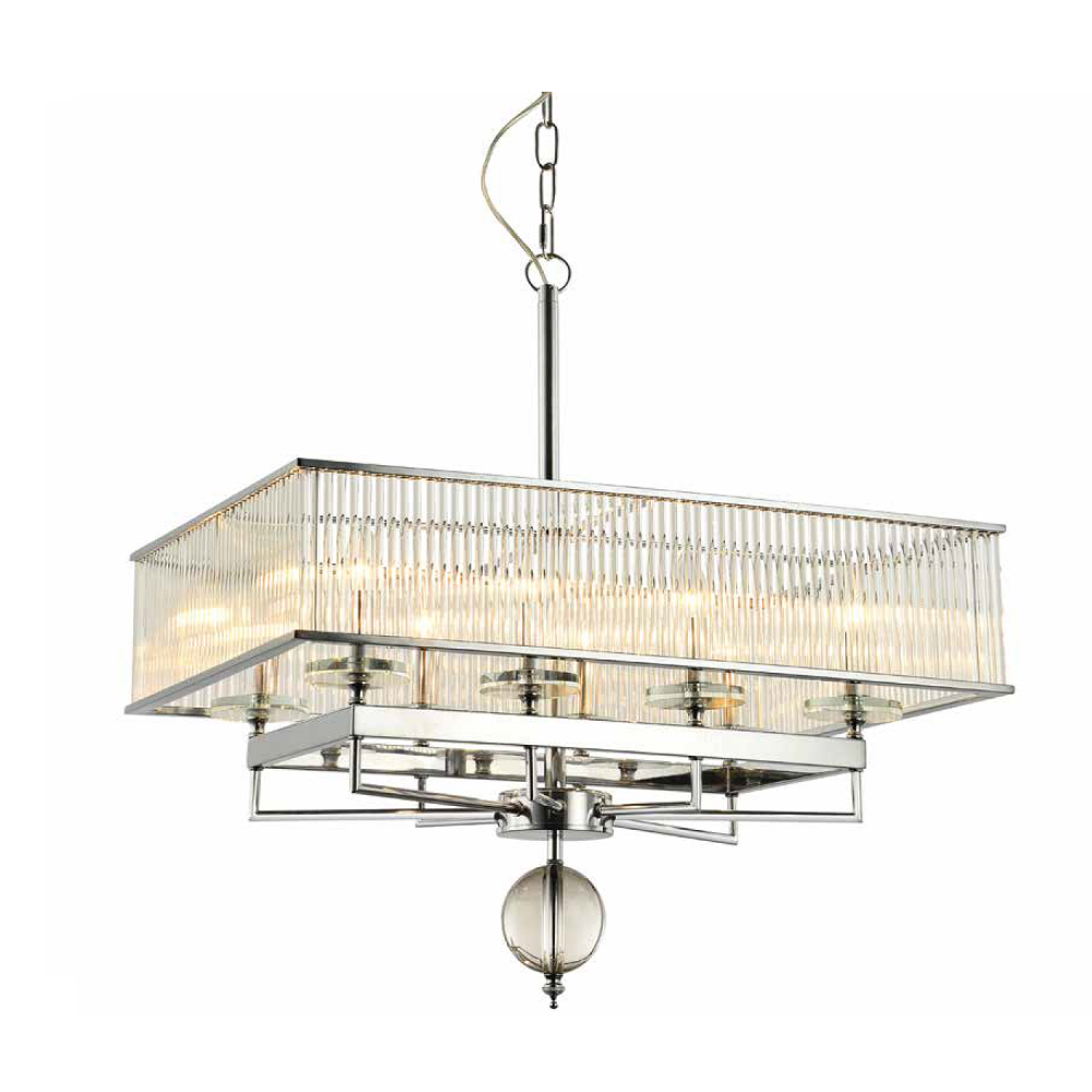Fantasia 8-Light, 2-Tiered Crystal Dinning Chandelier in Chrome