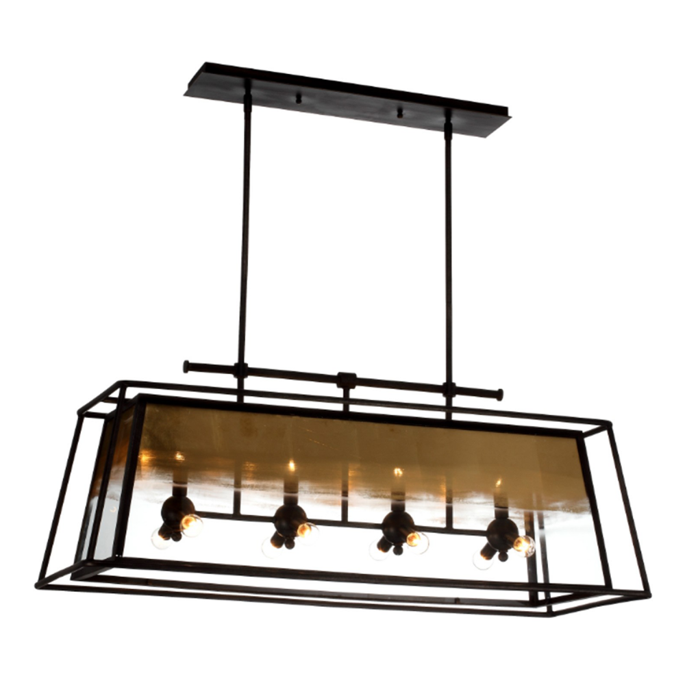 Occasus 40" 12-Light, Silver Leaf Glass Shade Chandelier in Black