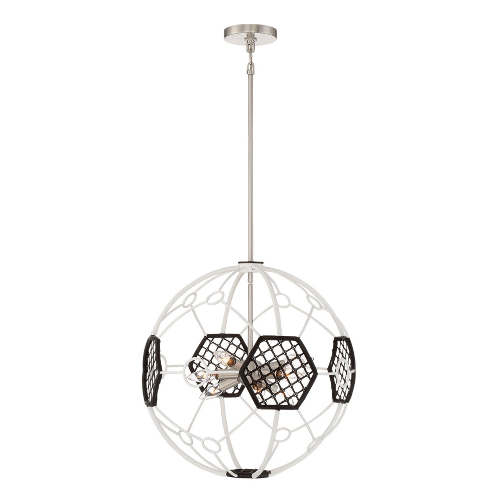 Plato 20" 9-Light, Geometric Globe Chandelier in White & Black