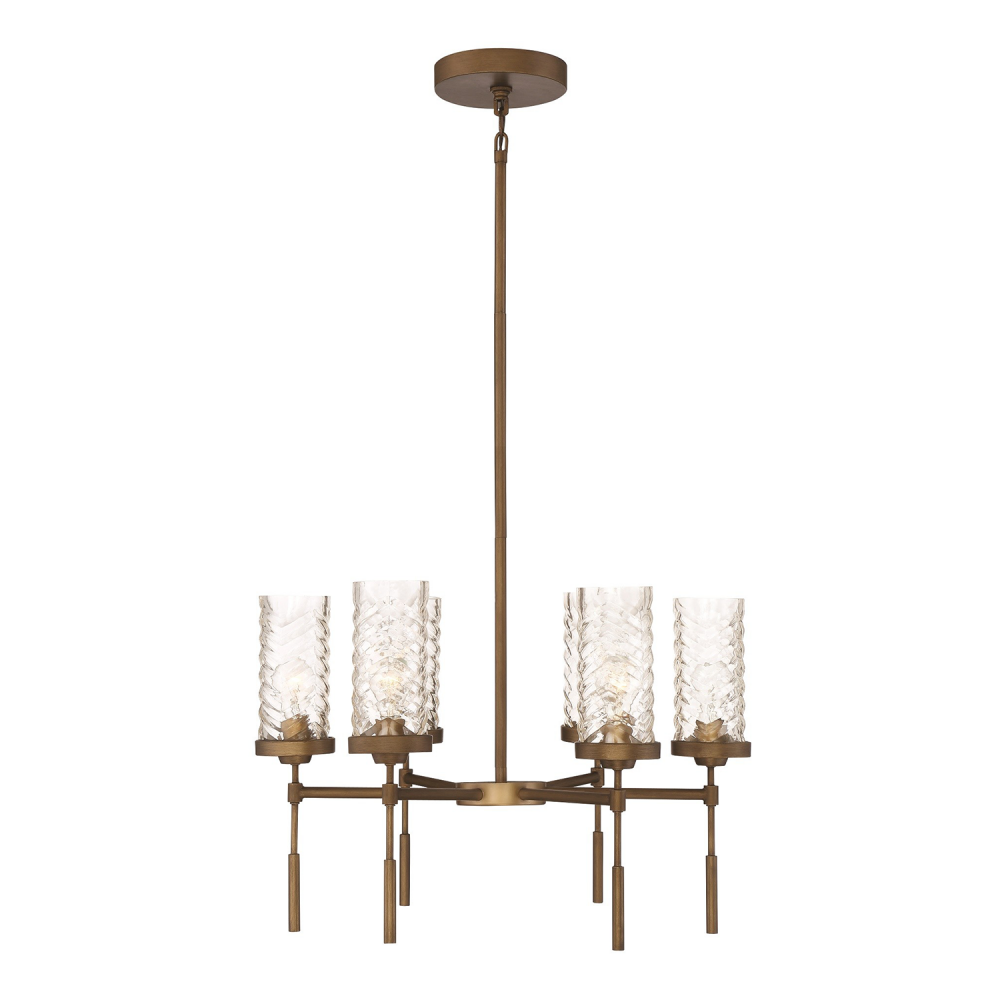 Triticus 26" 6-Light, Glass Chandelier in Antique Brass