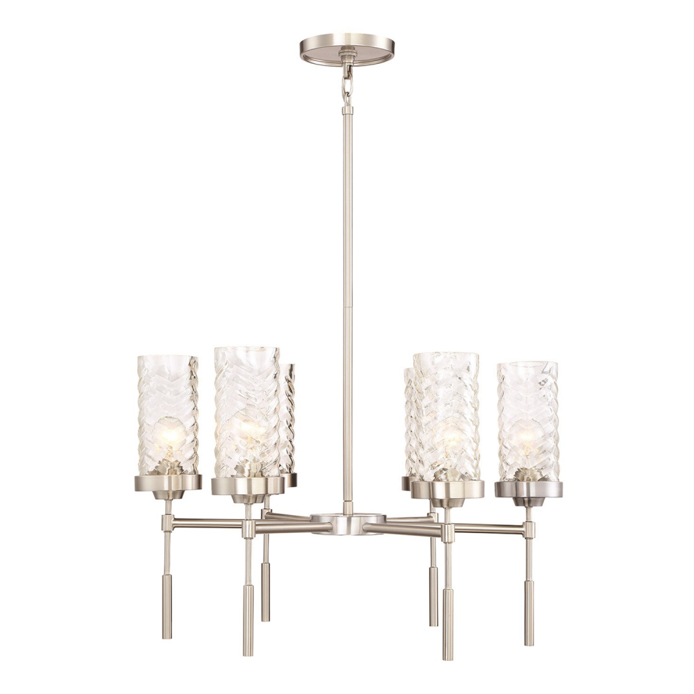 Triticus 26" 6-Light, Glass Chandelier in Brushed Nickel