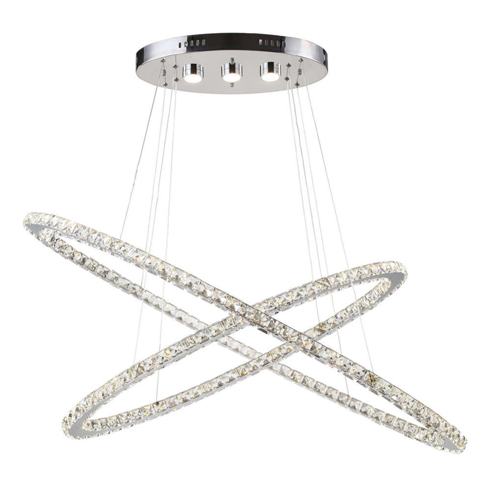 Blair LED 48" Crystal Ring Chandelier in Polished Chrome