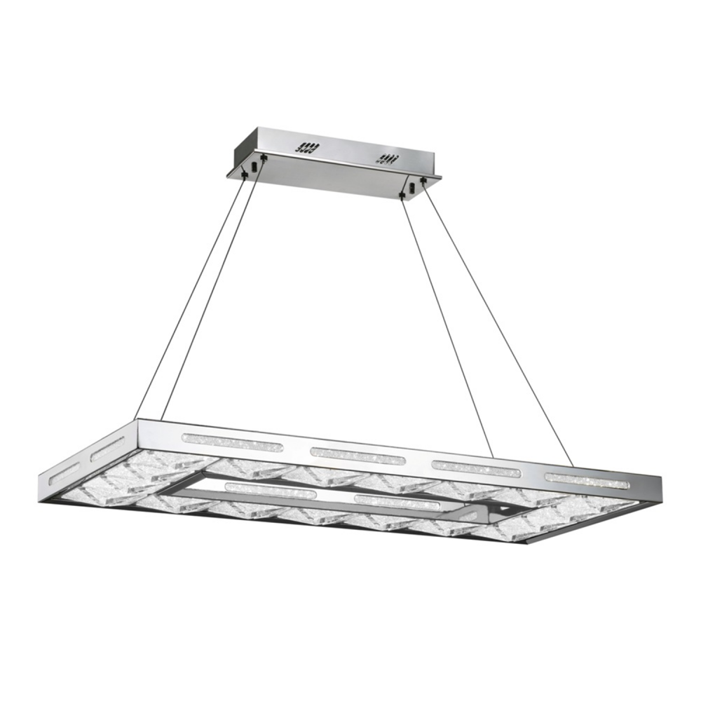 Hyperion 36" Crushed Crystal LED Chandelier in Polished Chrome