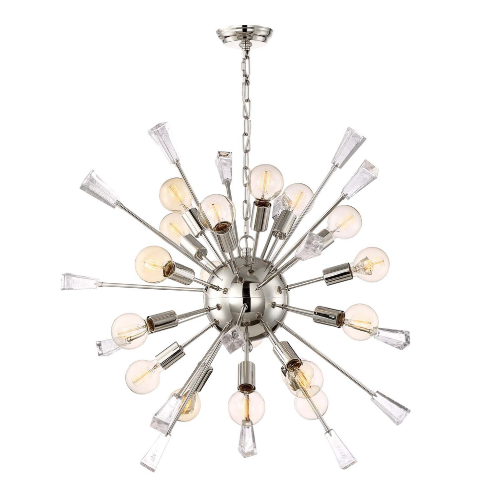 Muse 36" 18-Light, Rock Crystal Sputnik in Polished Nickel