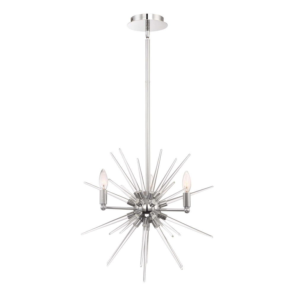 Pulsar 20" 4-Light, Glass Spiked Sputnik in Polished Chrome