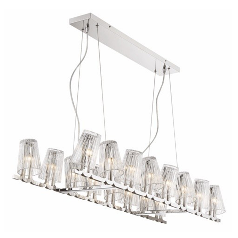 Geminus 44" 16-Light, Industrial Chandelier in Brushed Nickel