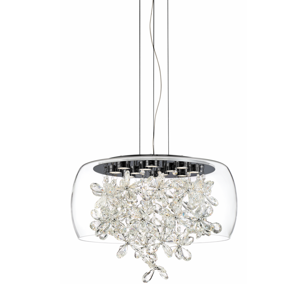 Destiny 20" LED Crystal Chandelier with Glass Shade & Matte Black