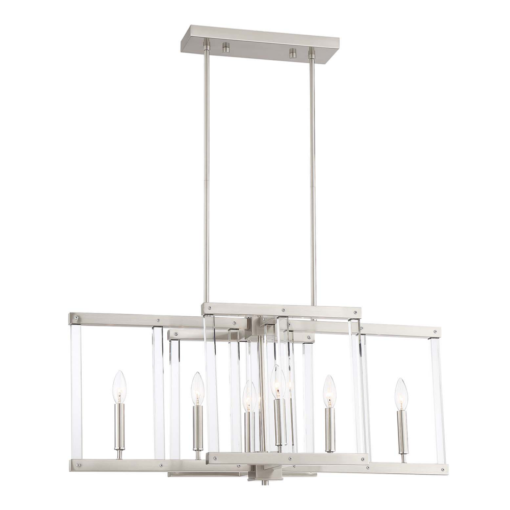 Regent 34" 6-Light, Geometric Chandelier in Polished Nickel