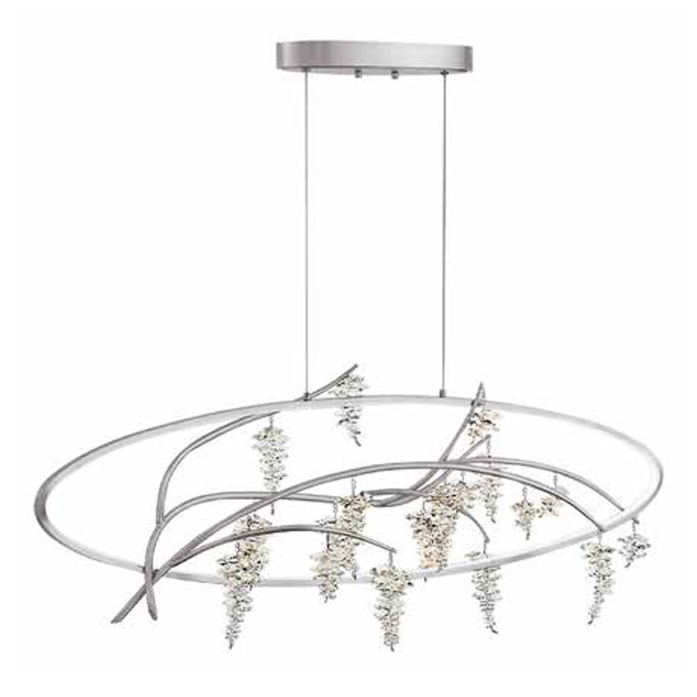 Orchard 48" LED Organic Crystal Chandelier in Silver Leaf