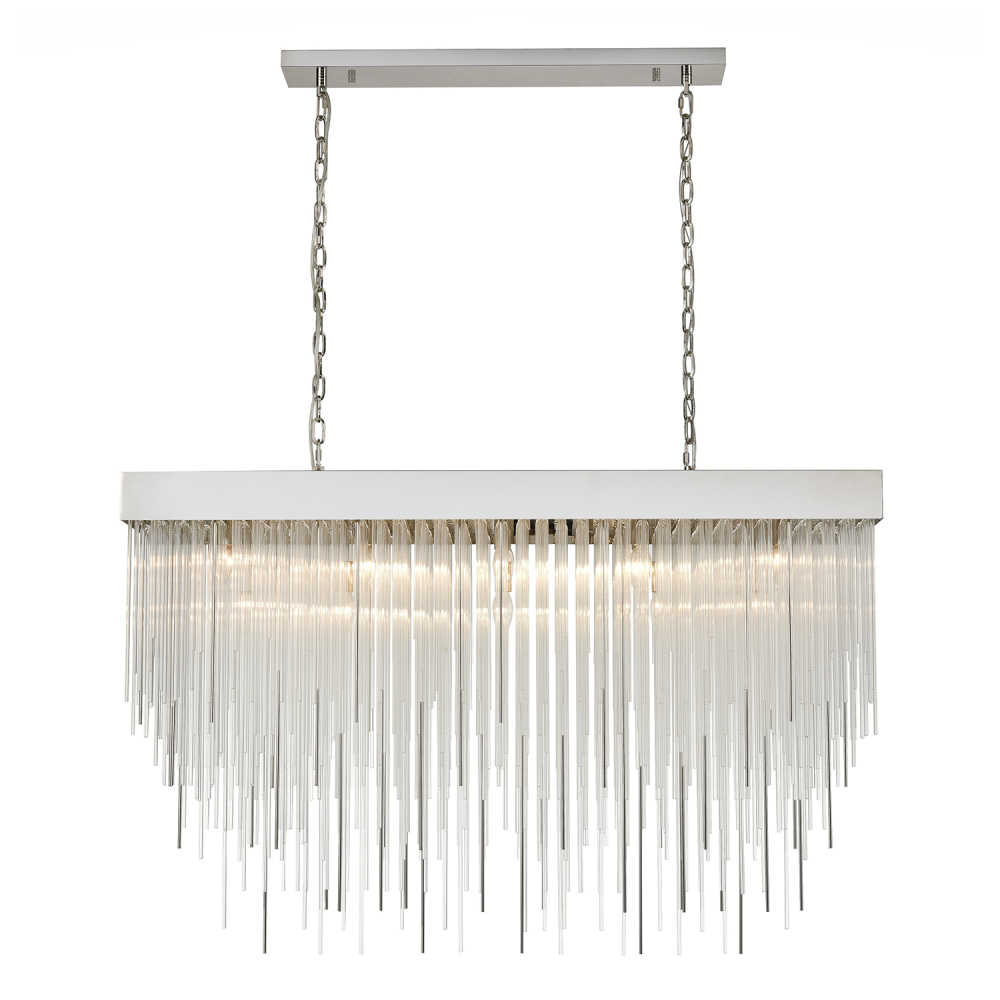 Waterfall 48" 17-Light, Glass Dinning Chandelier in Polished Nickel