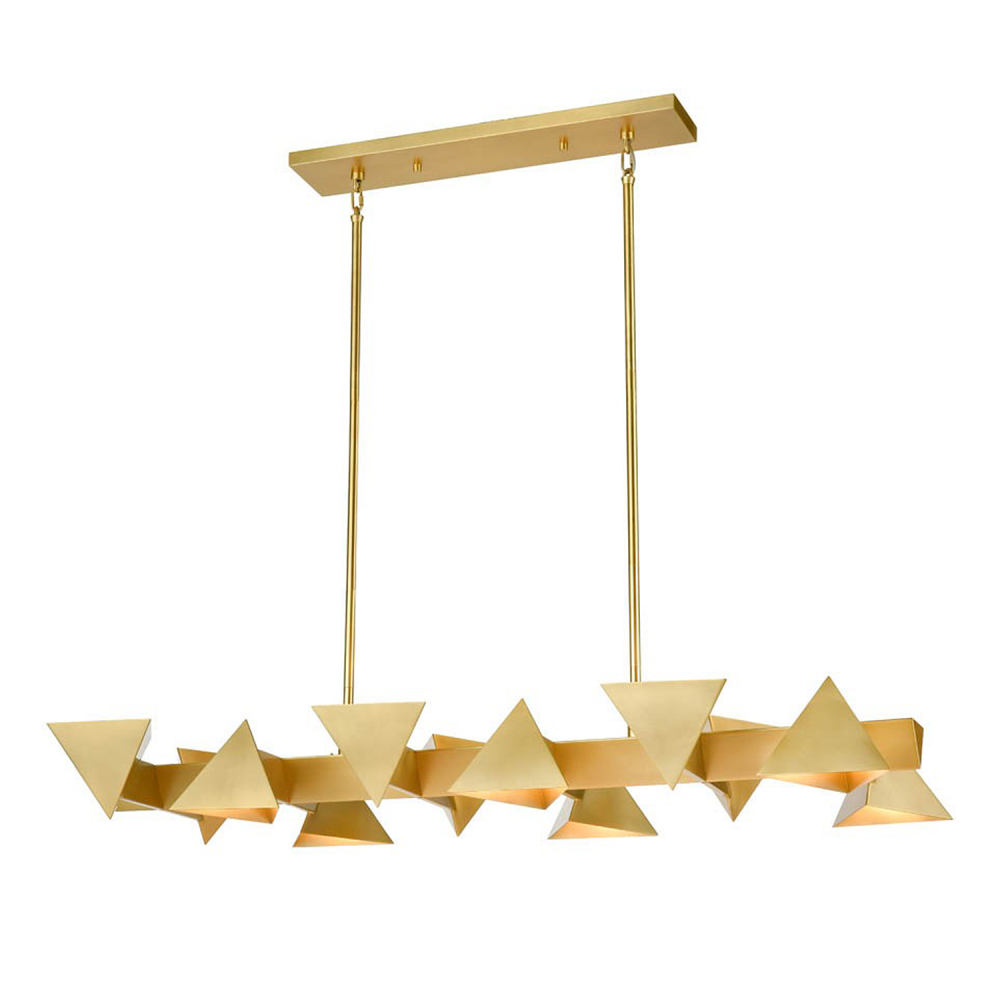 Avante 50" 6-Light, Geometric Triangular Linear in Aged Brass