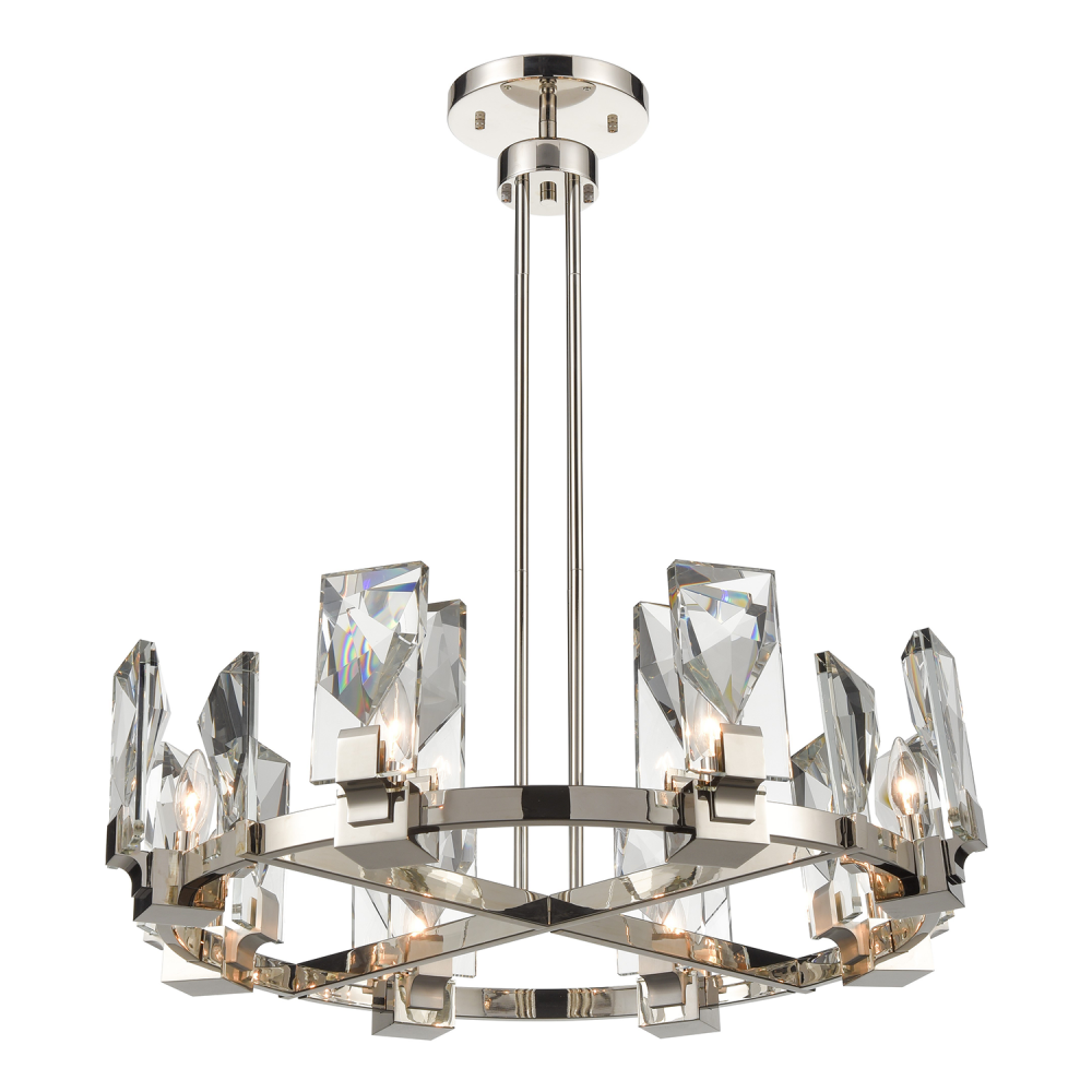 8-Light 32" Polished Nickel Wheel Styled Chandelier