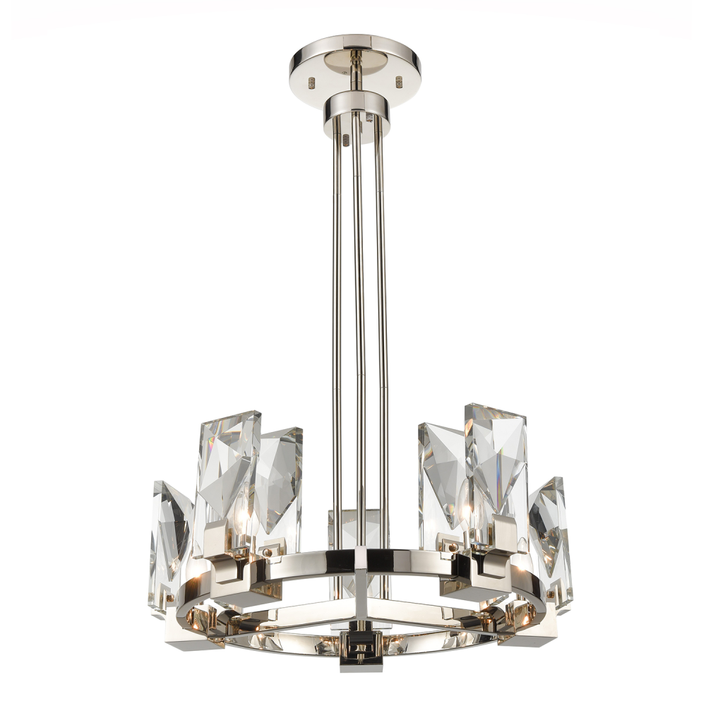 6-Light 24" Polished Nickel Wheel Styled Chandelier