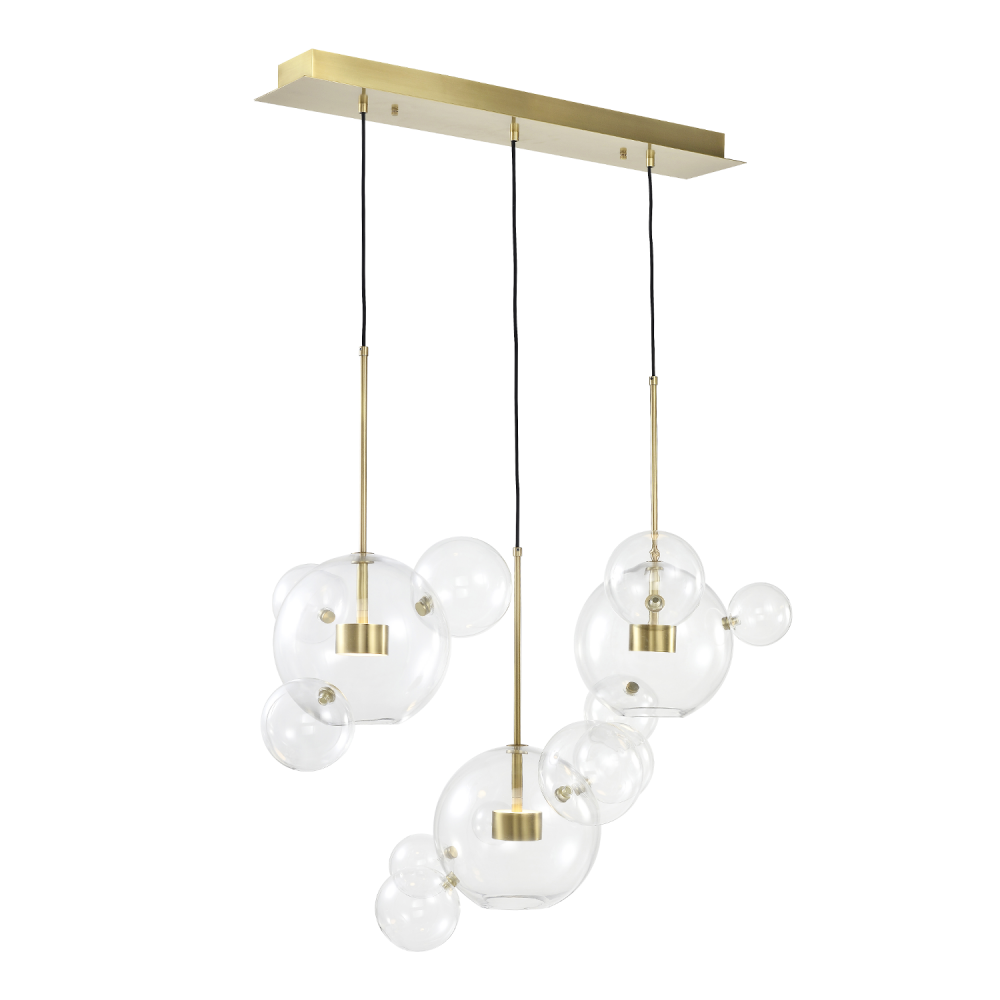 Satellite 45" 6-Light, Glass Multi-Pendant in Aged Brass
