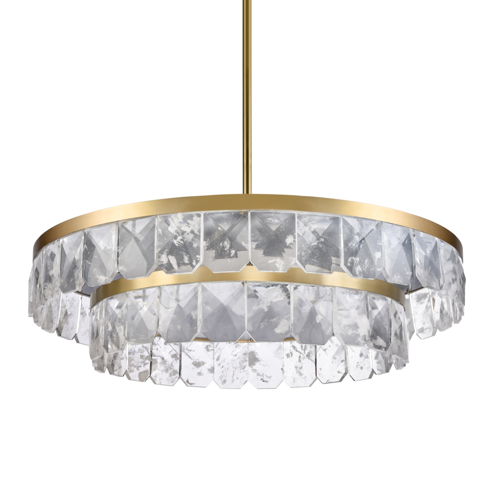 Odraz 44" 2-Tier Infused Crystal LED Chandelier in Aged Brass