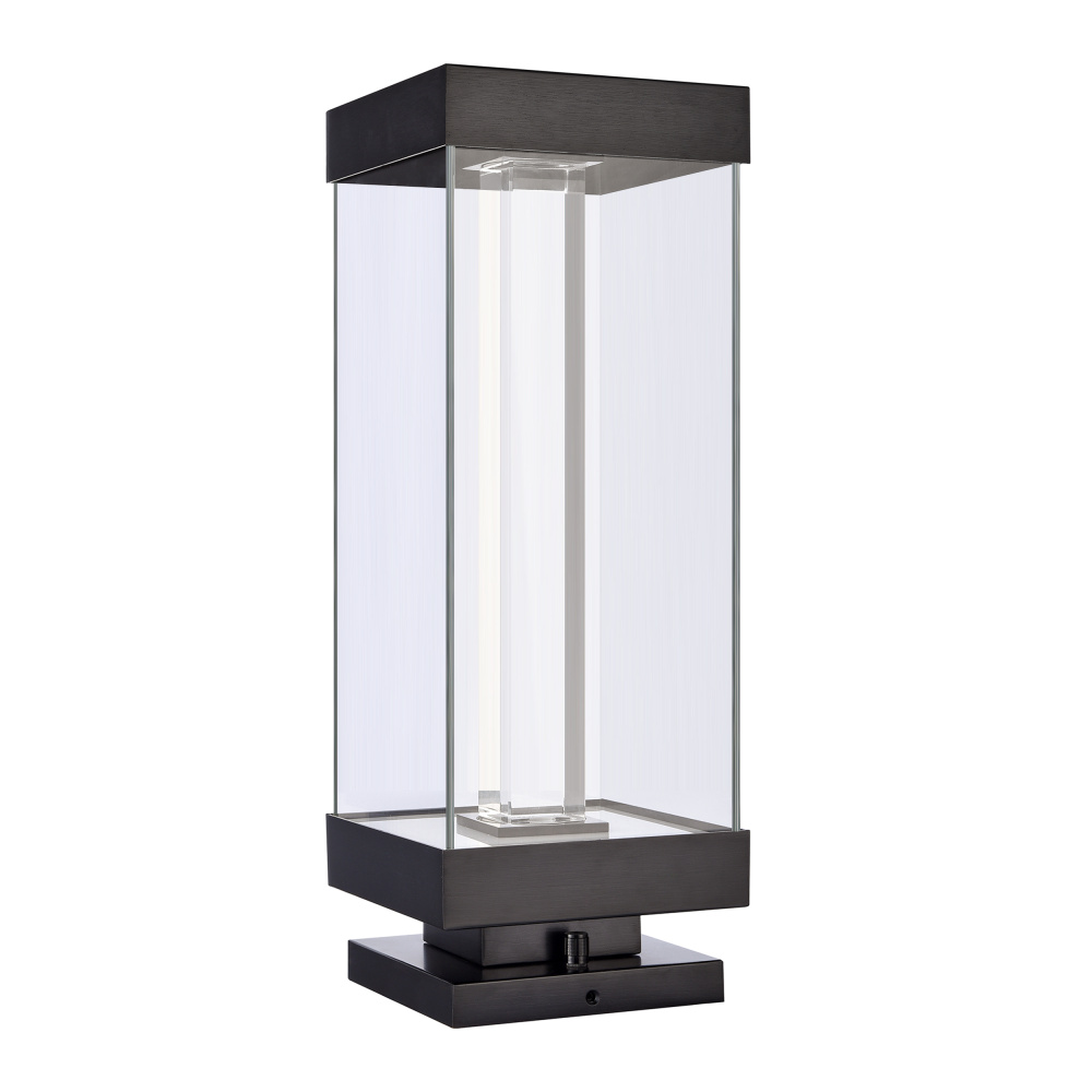 Claro Outdoor LED 26" Square Glass Crystal Bollard in Matte Black