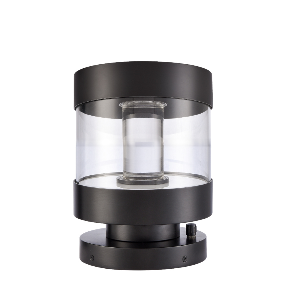Claro Outdoor LED 9" Round Glass Crystal Bollard in Matte Black