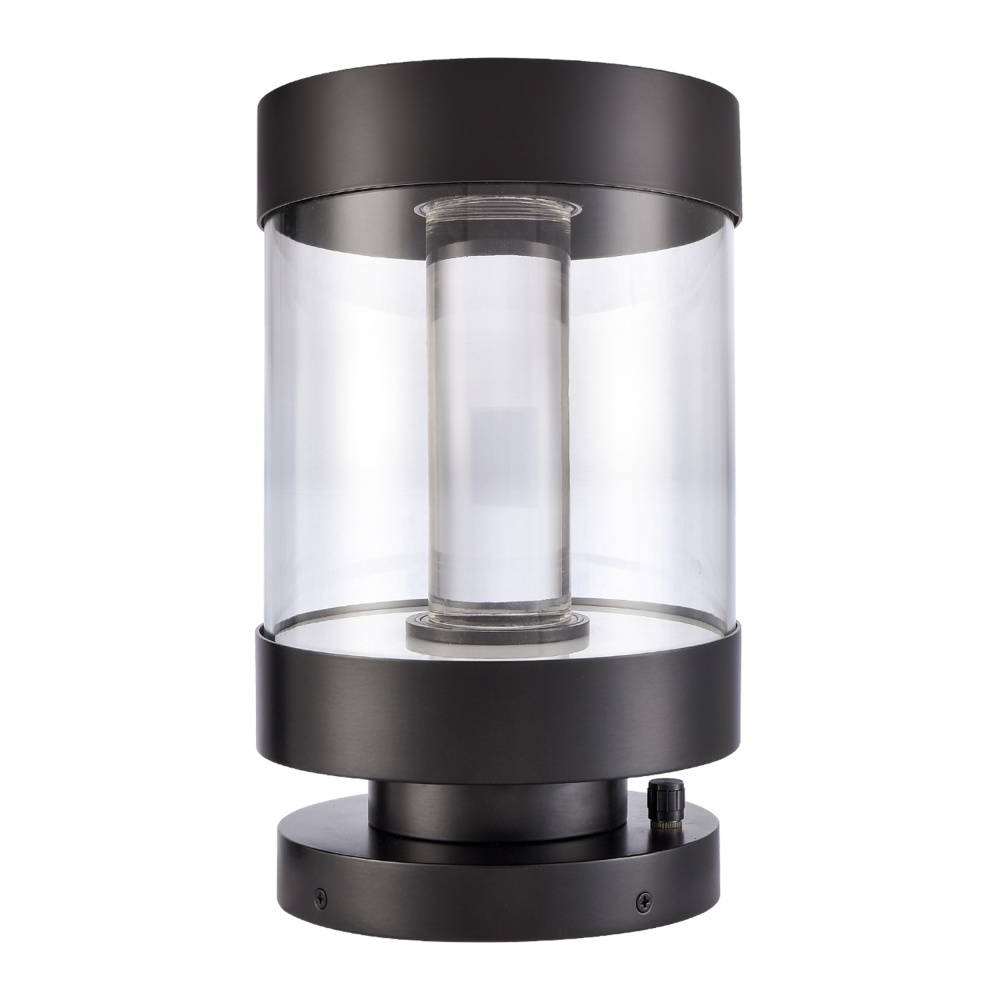 Claro Outdoor LED 14" Round Glass Crystal Bollard in Matte Black