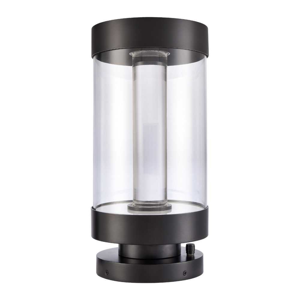 Claro Outdoor LED 26" Round Glass Crystal Bollard in Matte Black