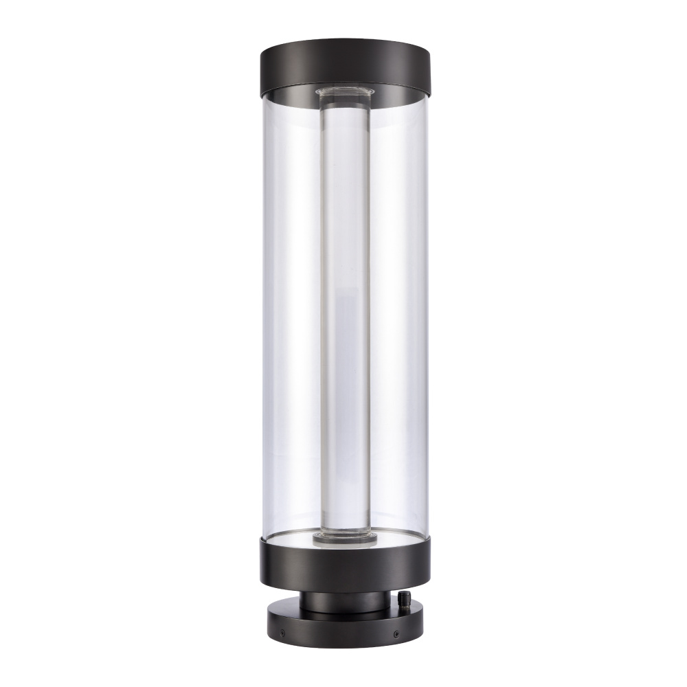 Claro Outdoor LED 35" Round Glass Crystal Bollard in Matte Black