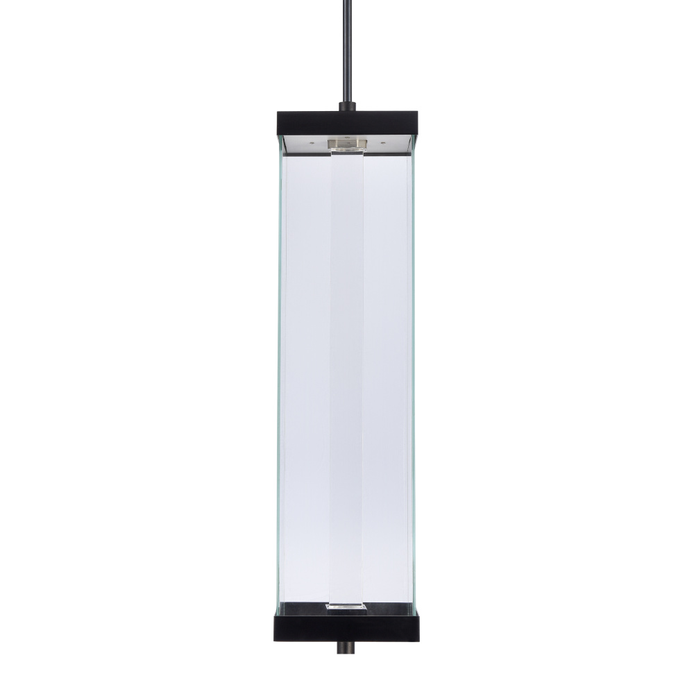 Claro Outdoor LED 35" Square Glass Crystal Pendant in Matte Black