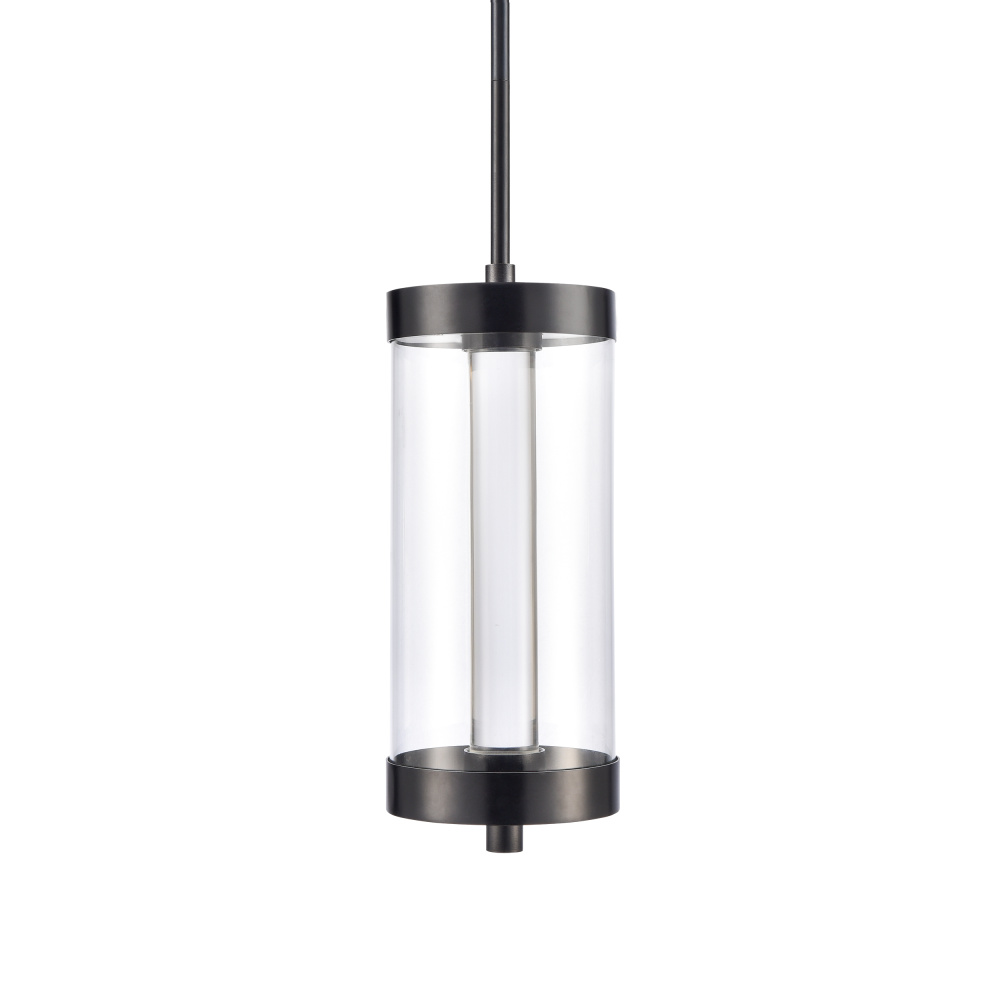 Claro Outdoor LED 12" Round Glass Crystal Pendant in Matte Black