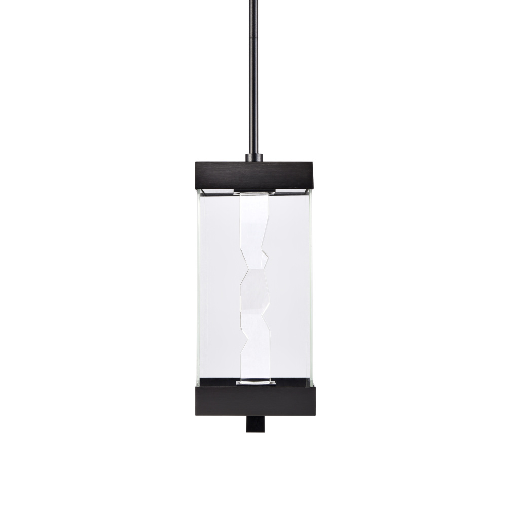 Mamadim Outdoor LED 18" Glass with Crystal Pendant in Matte Black