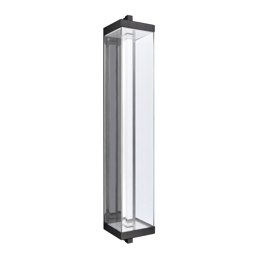 Claro Outdoor LED 50" Square Glass Crystal Sconce in Matte Black
